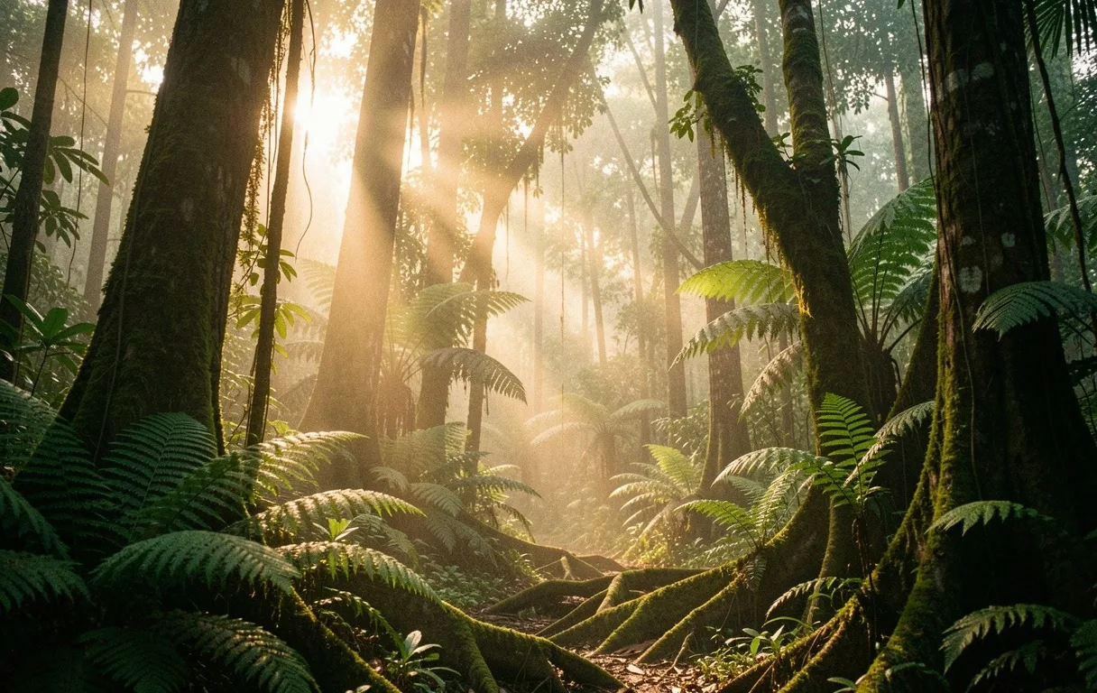 Indonesian rainforest dawn
